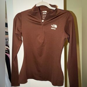 SKIMS x The North Face Brown Long-Sleeve Zip-Neck Top